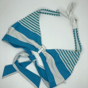 Lauren‎ Ralph Lauren Women's 12 Blue White Striped Halter Bathing Suit Swim Top